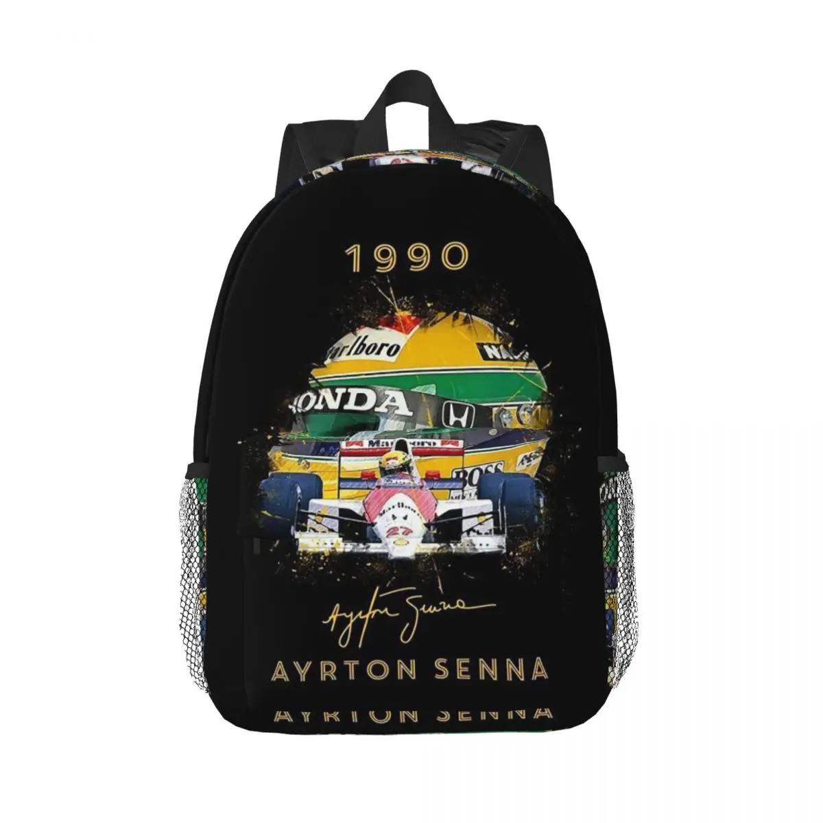 Ayrton Senna Racing Cars Backpack Daypack Large Capacity Boys Girls BookBag Shoulder Bags for Men Women Children School Bag