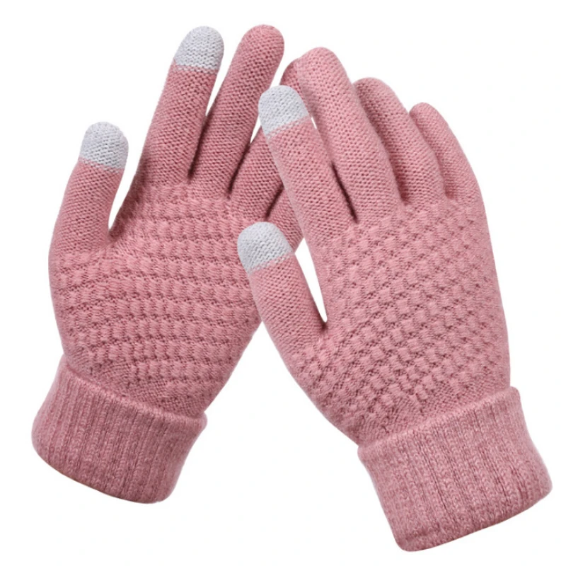 1Pair Thicken Knitted Gloves For Phone Screen Male Winter Autumn Warm Wool Cashmere Solid Gloves Men Mitten Business Gloves