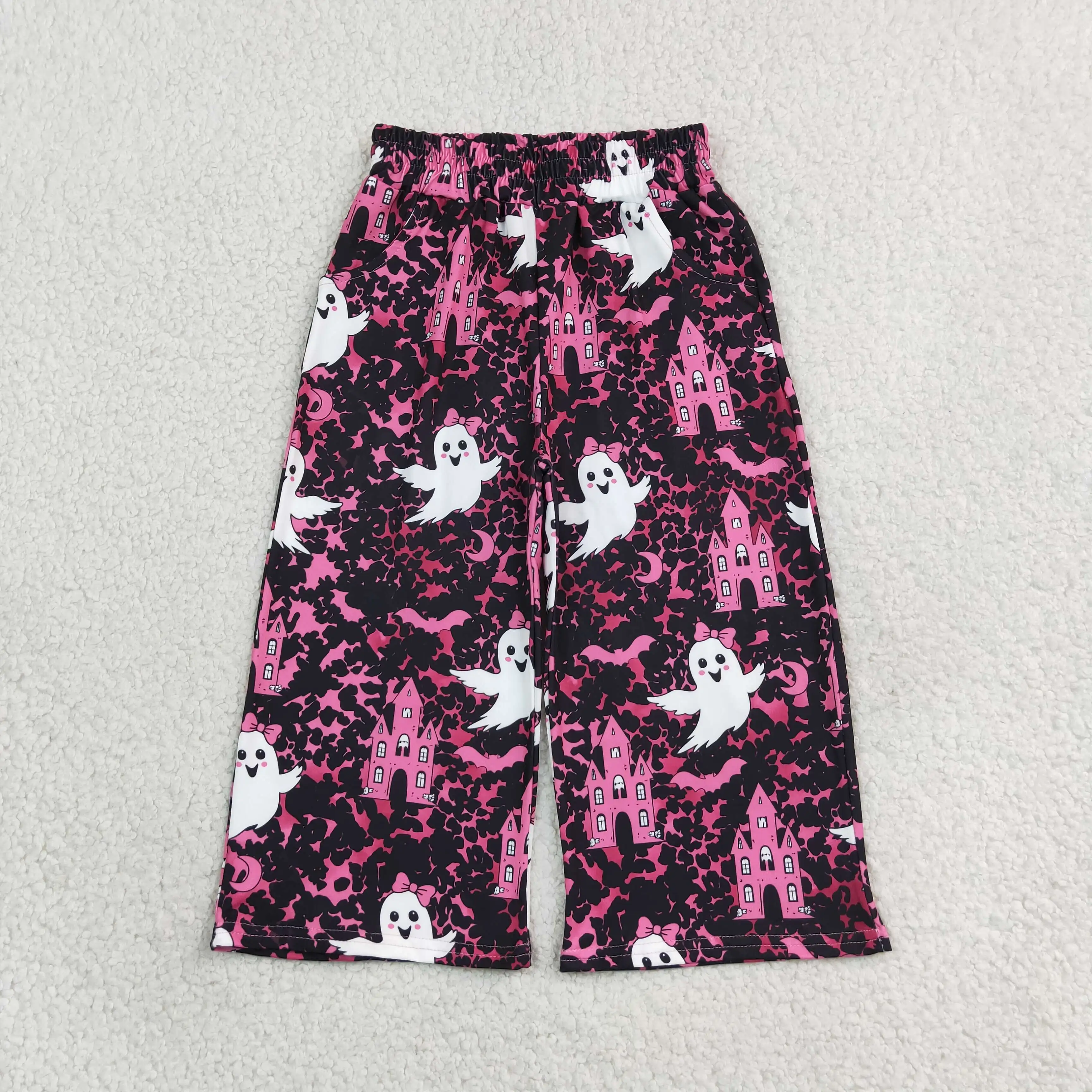 Wholesale Kids Infant Halloween Pockets Pants Toddler Fall Bats Leopard Clothing Baby Girl Ghosts Bows Trousers Children Clothes