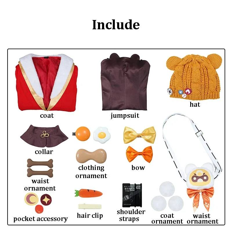 Topi Kostum Cosplay Lantern Rite Xiangling Genshin Impact Wig Wanita Pakaian Bermain Peran Comic-con Pesta Karnaval Halloween Ir;l5