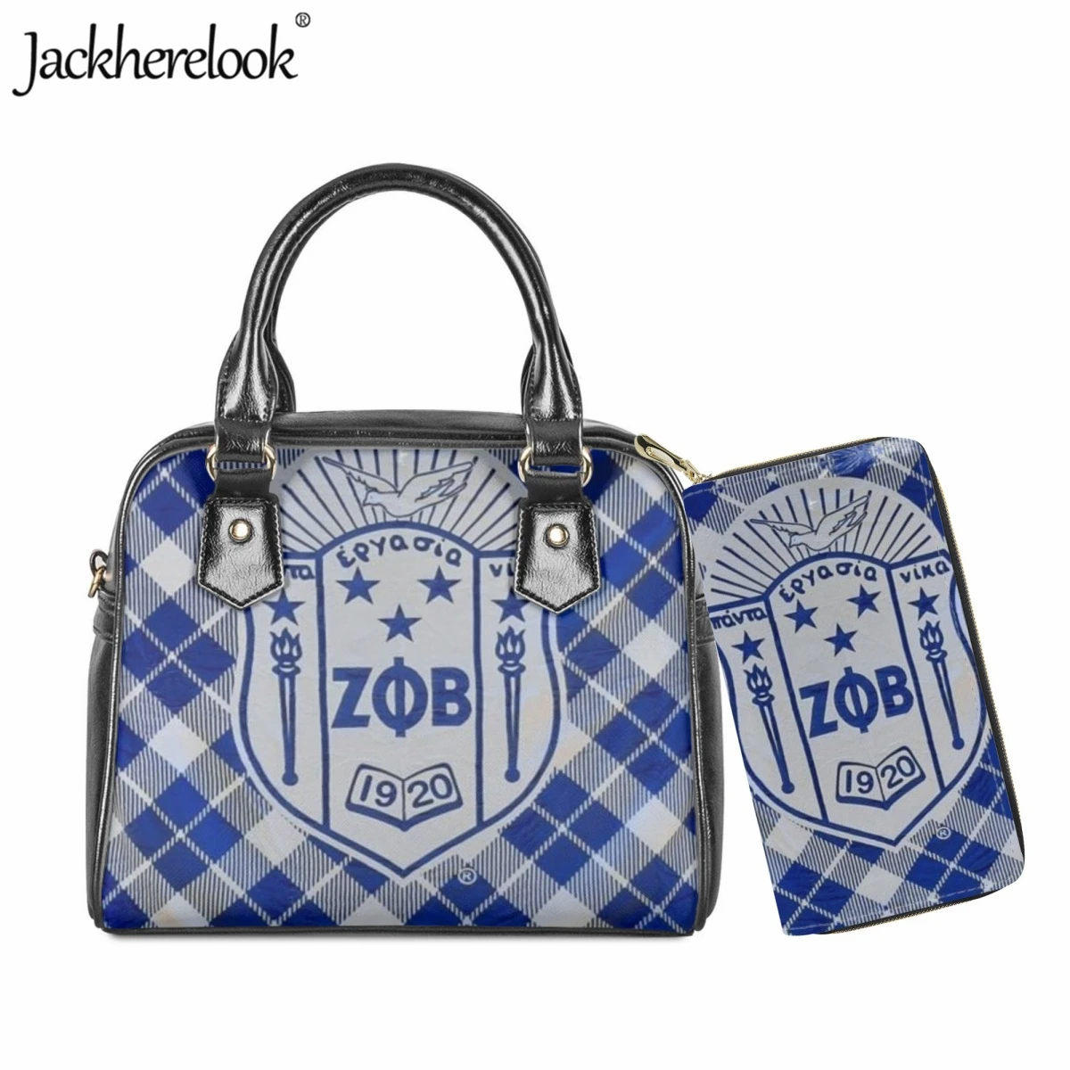 Jackherelook Hot Phi Beta Sigma Sorority Design Women's Handbag Casual Shopping Shoulder Bag Long Wallet Set of 2 Crossbody Bag