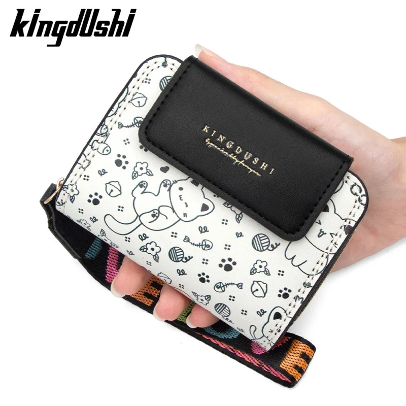 المرأة الجديدة حامل بطاقة الأكورديون اليابانية لطيف مطبوعة هريرة متعددة فتحة للبطاقات عملة المحفظة المنظم #1