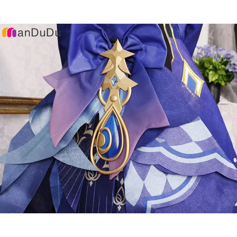 أسود Furina de Fontaine Focalors تأثيري حلي Genshin تأثير لعبة لعب الأدوار الباروكات كوميك كون المهنية ثلاثية الأبعاد الرسوم المتحركة الدعامة