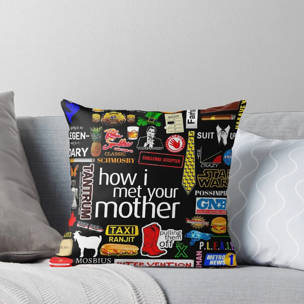 

How i Met Your Mother Collage Poster Iconographic - Infographic Throw Pillow Cusions Cover Couch Pillows Pillow Case pillow