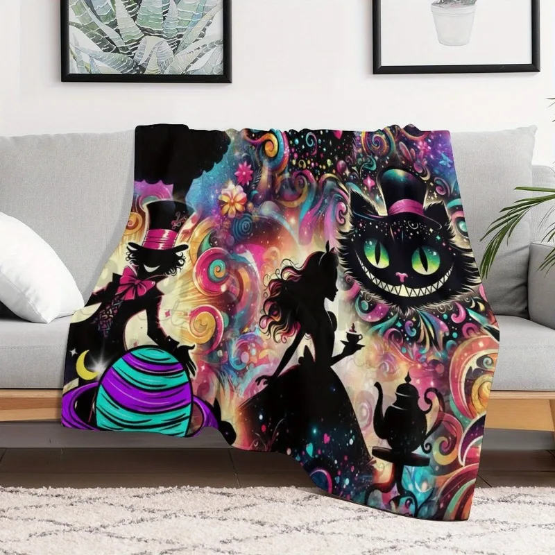 أليس في بلاد العجائب شيشاير القط الفانيلا رمي بطانية فائقة النعومة دائم نابضة بالحياة الكرتون الفراش جميع المواسم Allseason البطانيات