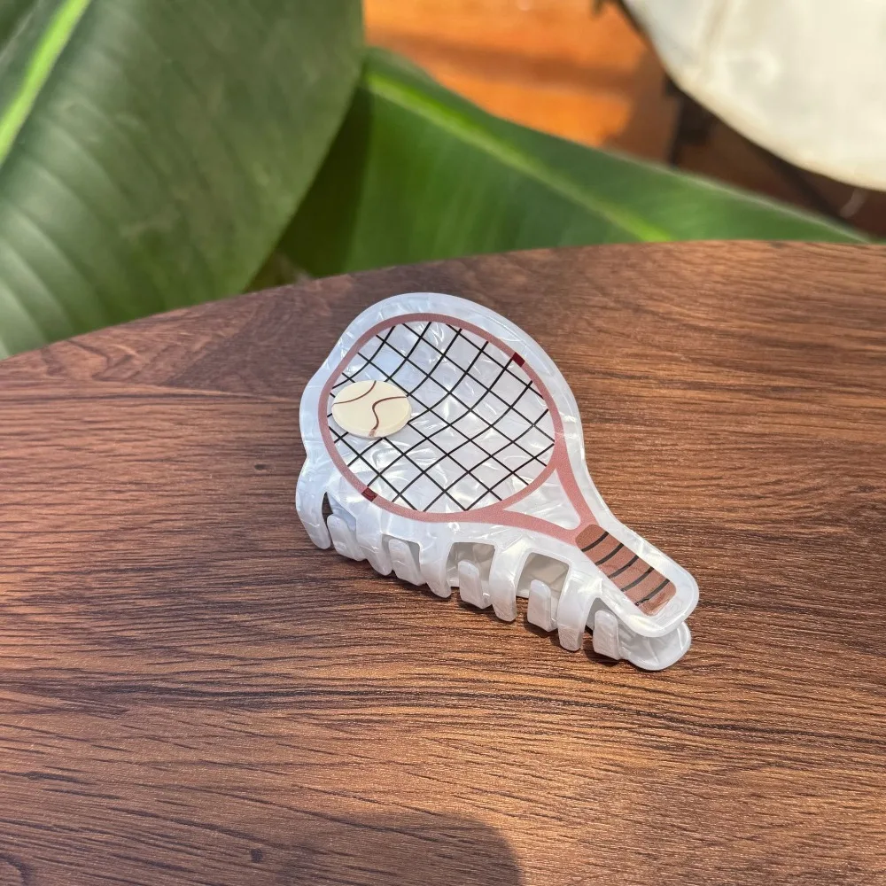 

Funny Korean Style Sport Ball Series Hair Claw Baseball Racket Splicing Hair Claw Geometry Tennis Acetic Acid Shark Clip Girls
