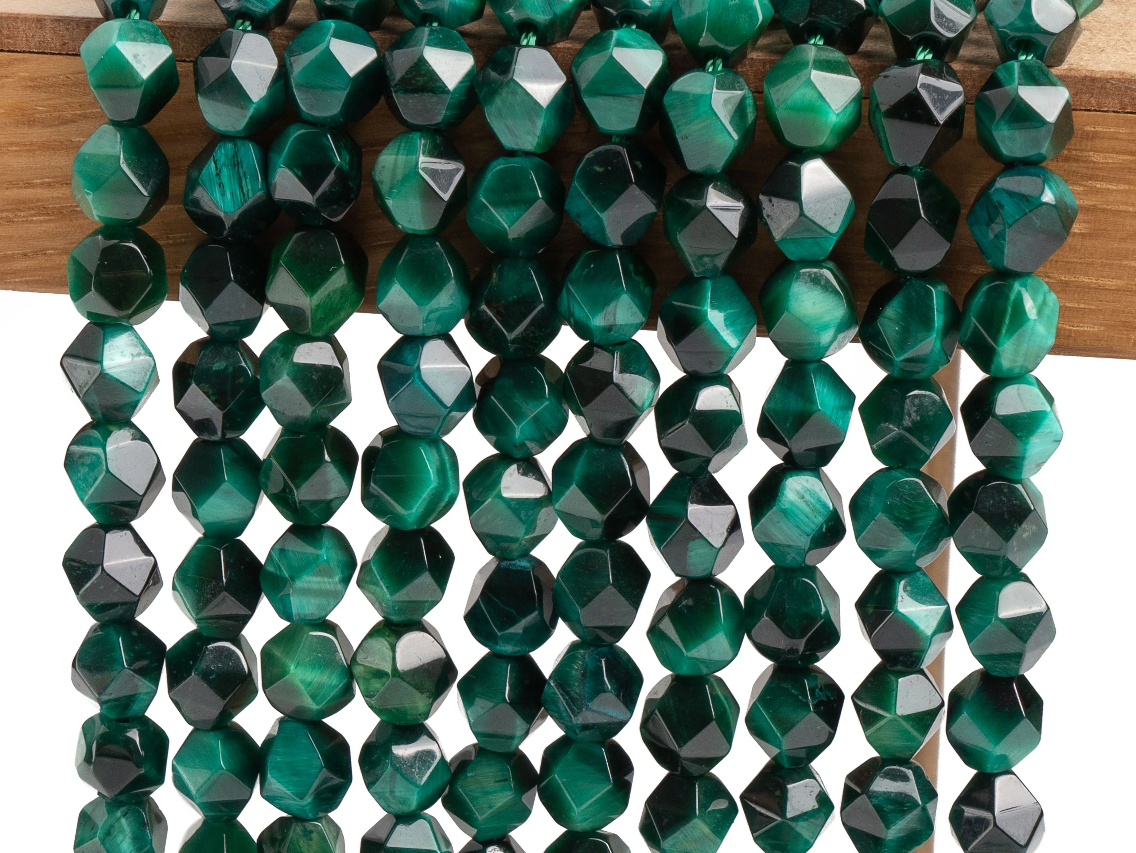 Green Tiger Eye Beads Star Cut Faceted Grade AAA Natural Gemstone Loose Beads 7-8MM for New Year Gift Jewelry Making