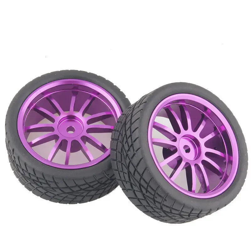 RC 123 Purple Aluminum Wheel Rubber Tires Fit for HSP HPI 1:10 On-Road Car