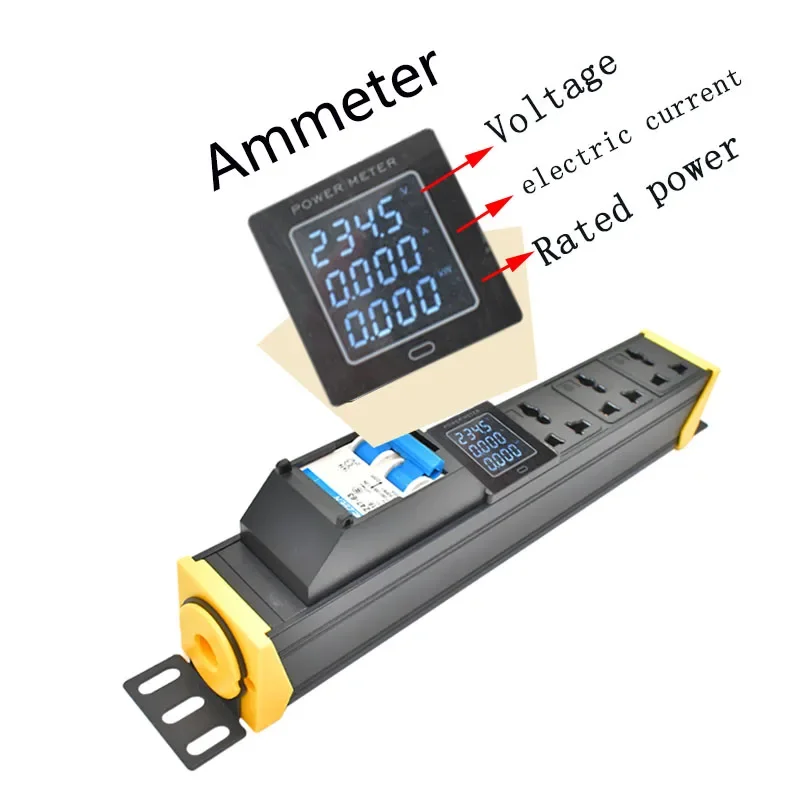 PDU Power Strip 16/32A interruptor de ar Unidade de distribuição de energia Switcher2/3/4/5/6/7/8 Way10A tomada universal medidor de energia