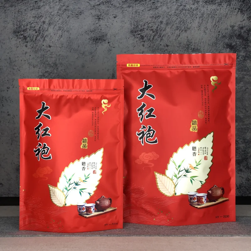 250g/500g Chinese Big Red Robe Tea Set Zipper Bags Wuyi Big Hong Pao Recyclable Sealing Packing Bag