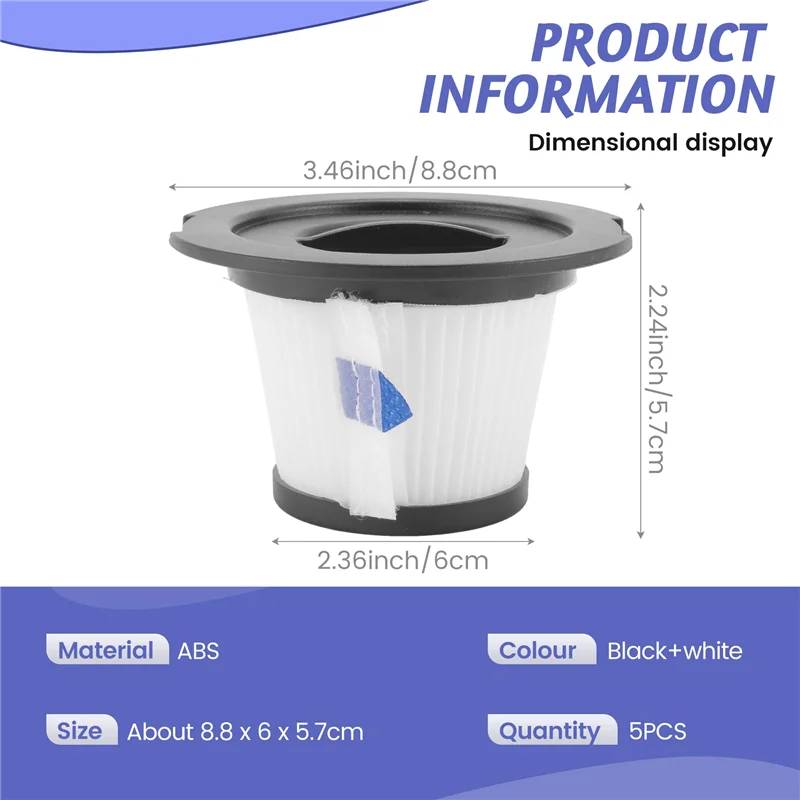 A24P 5 個交換 Hepa フィルター Dibea C17 T6 T1 コードレススティック掃除機部品