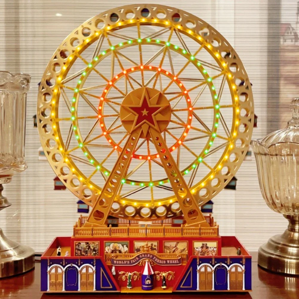 Mr.Christmas Ferris Wheel Luminous Wooden Horse retro music box Girl girlfriend Child birthday gift Christmas gift