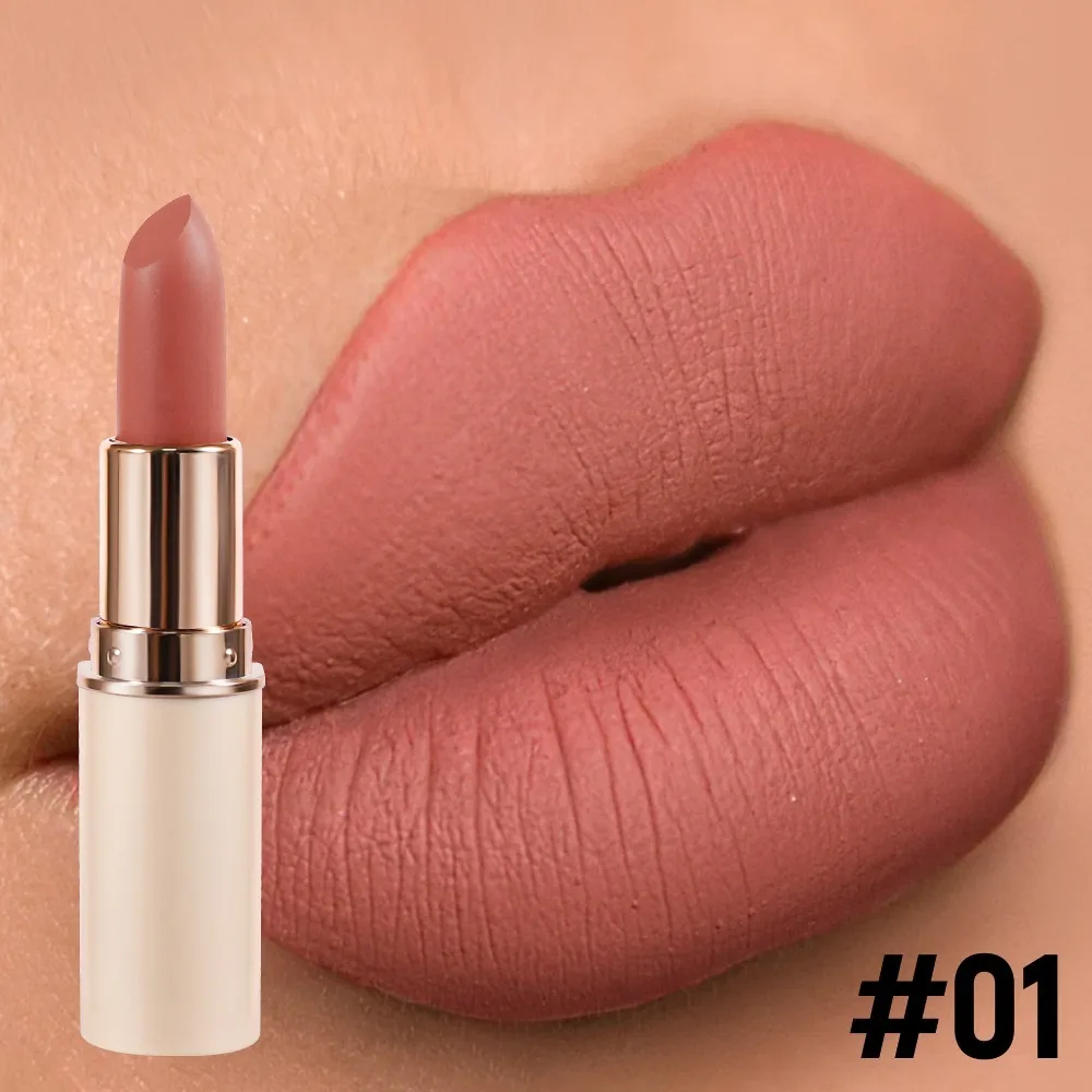 Sexy de larga duración terciopelo desnudo lápiz labial labios cosméticos rojo marrón bálsamo labial antiadherente brillo de labios