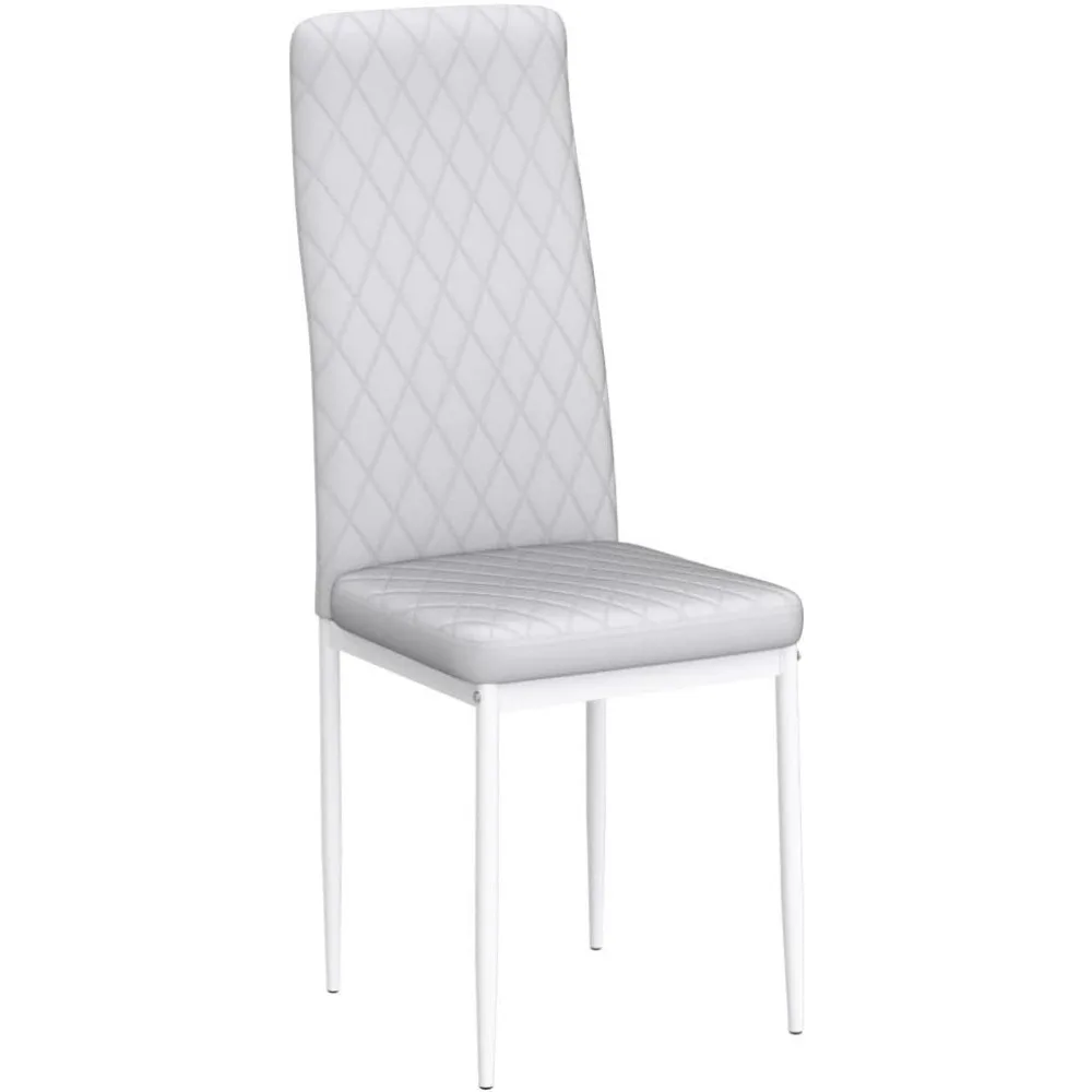 Modern Fireproof Leather Dining Chair, Pulverizado Metal Pipe, Diamante Grade Padrão, Restaurante Home Conference, Conjunto de 4