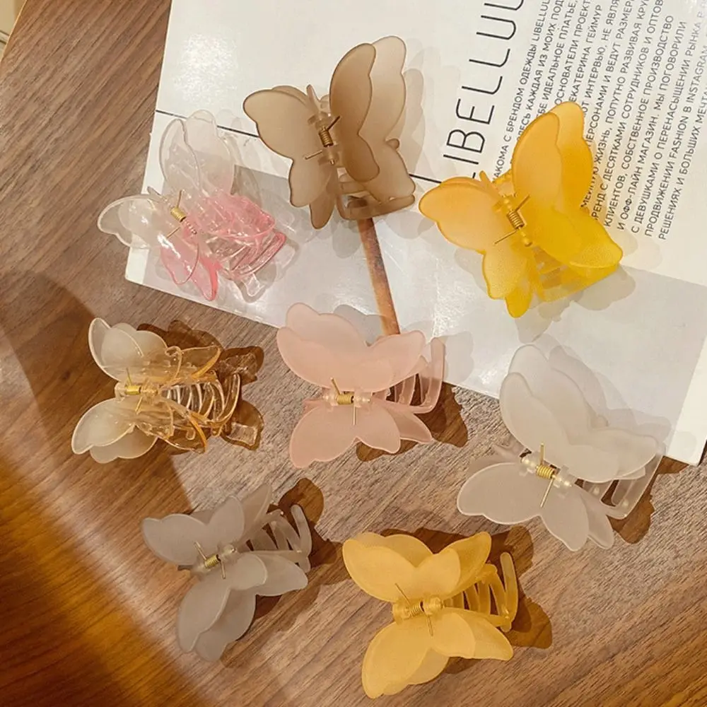 New Colorful Butterfly Hair Claw Clip Matte Gradient Hairpin Headwear Hair Accessories Hair Clamp Girls