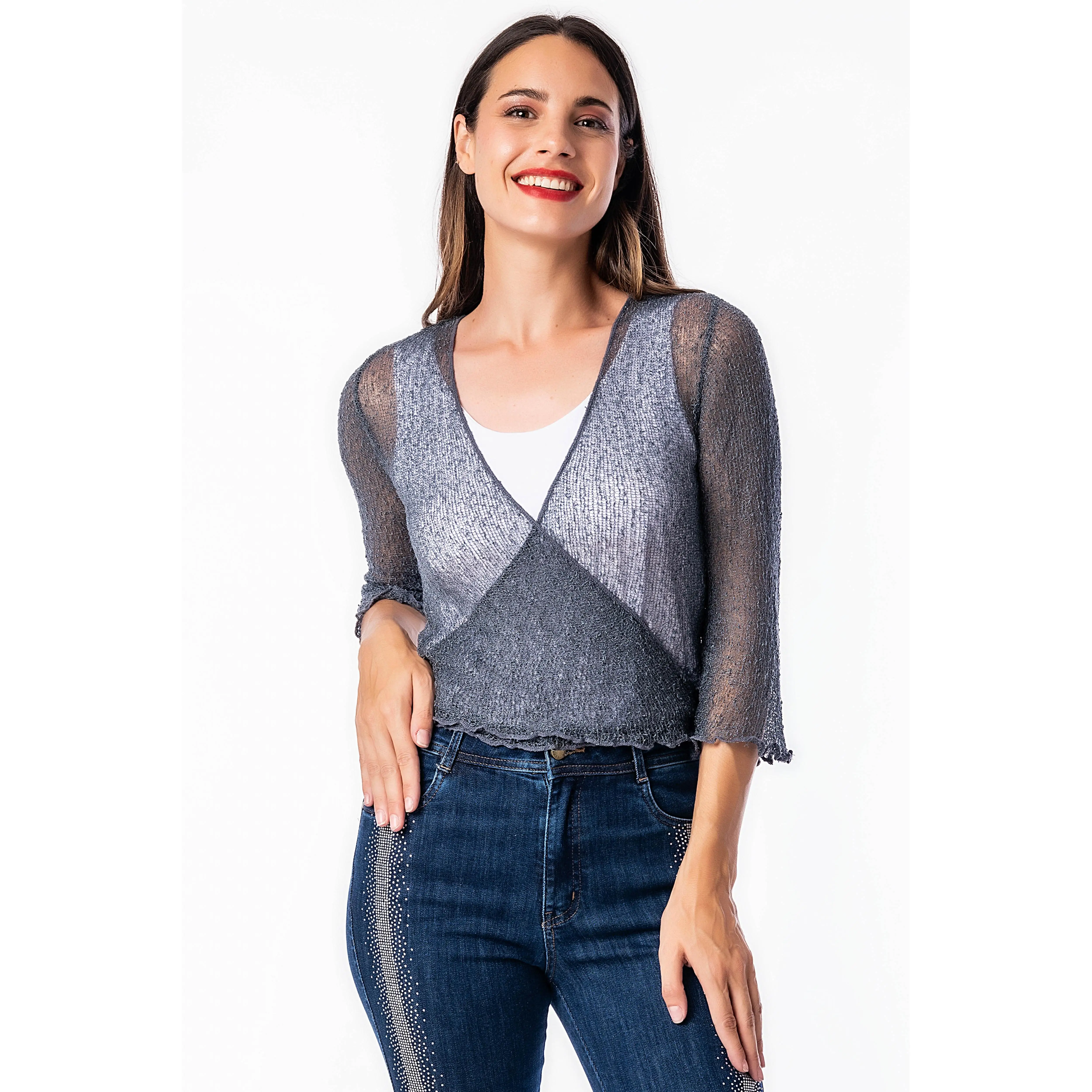 Top Bolero – Masquenada - Torera Color Gris Plomo - Talla Unica