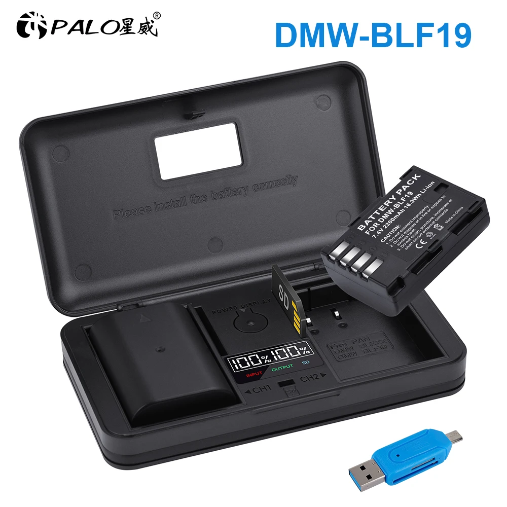 2200mAh DMW-BLF19 DMW BLF19 BLF19E DMW BLF19E بطارية لباناسونيك لوميكس GH3 GH4 GH5 G9 DC-GH5 كاميرا + LCD صندوق شاحن USB مزدوج