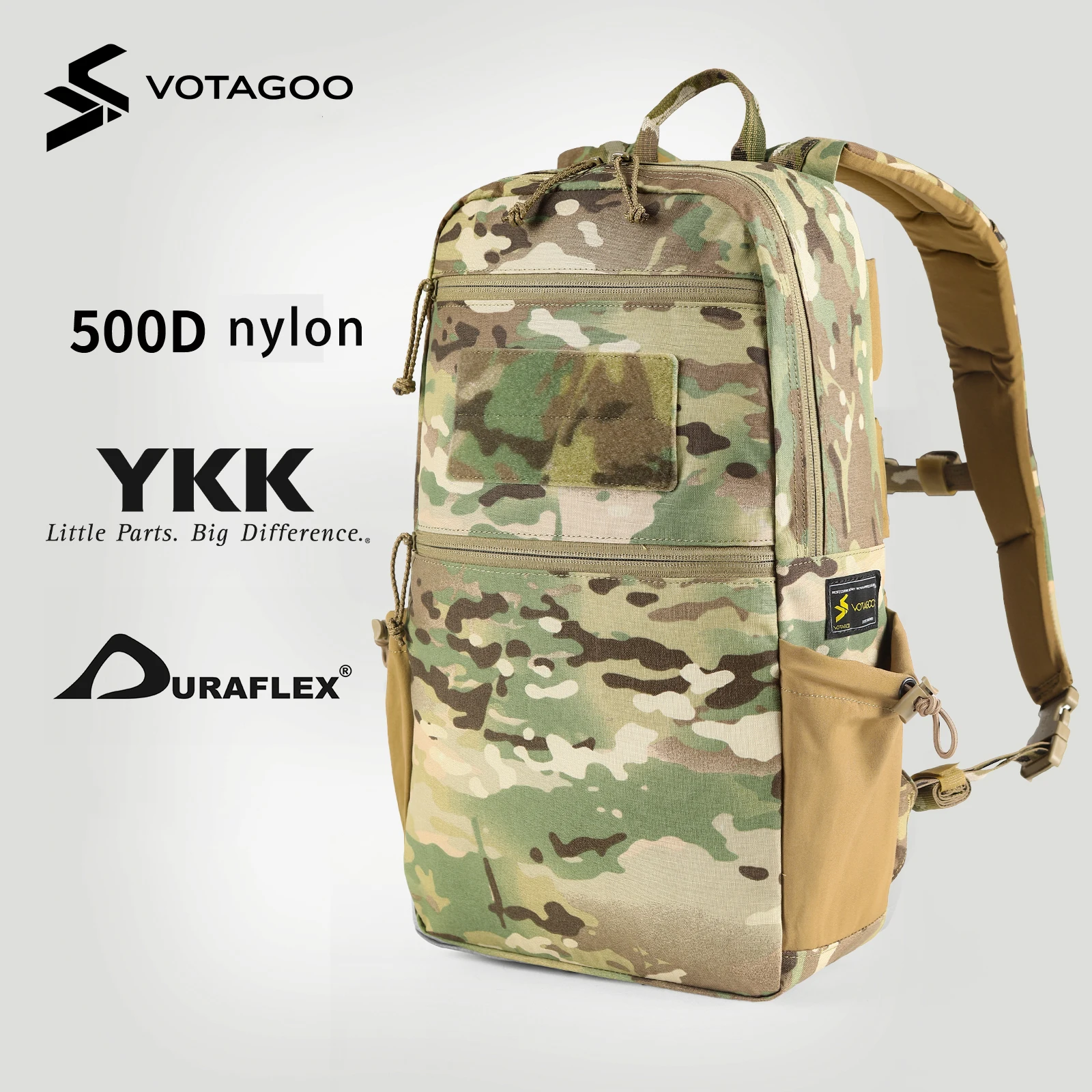 VOTAGOO Tactical Backpack with Carbon Frame,15L Daypack 500D Durable Water-Resistant Pack W/ 16