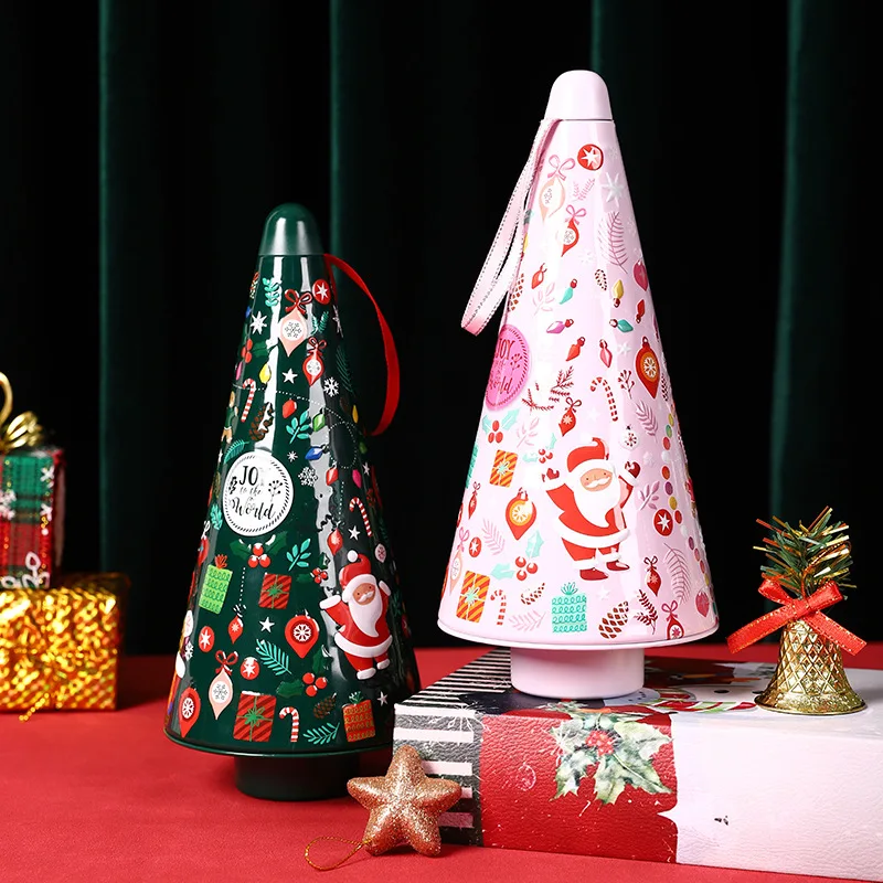 

Creative Christmas Tree Shape Candy Storage Tin Box DIY Snack Cookie Christmas Packaging Gifts Box For Festive Party Supplies
