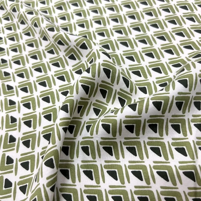 1meter Cotton Sateen Fabric White Black Green Floral Print Smooth Soft Breathable Spring Summer for Skirt Suit Scarf DIY Sewing
