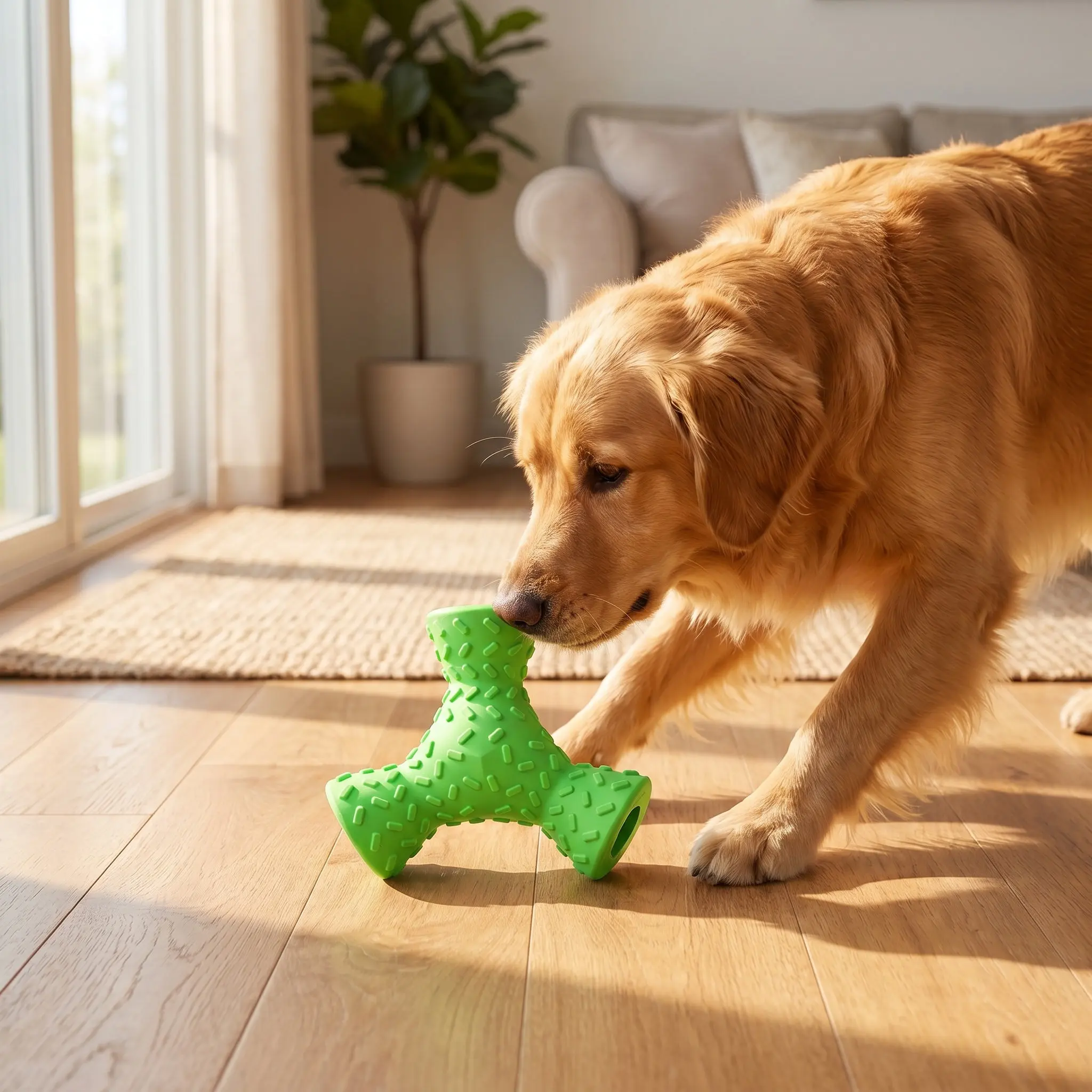 Rubber Treat Dispensing Dog Toy - 1 Buah Mainan Karet Segitiga untuk