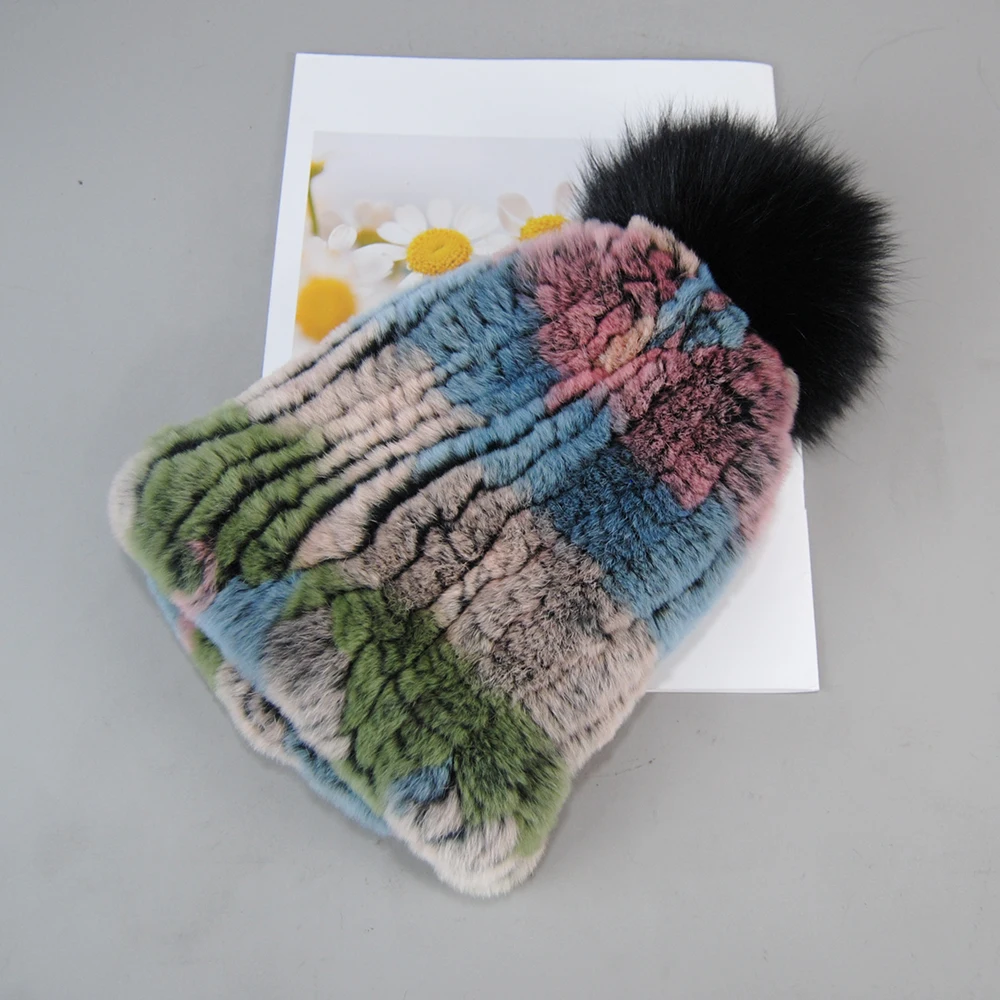 2026 Fashion Russian Women Natural Rex Rabbit Fur Hats Winter Lady Knitted Good Elastic Real Fur Caps Warm girl Genuine Fur Hats
