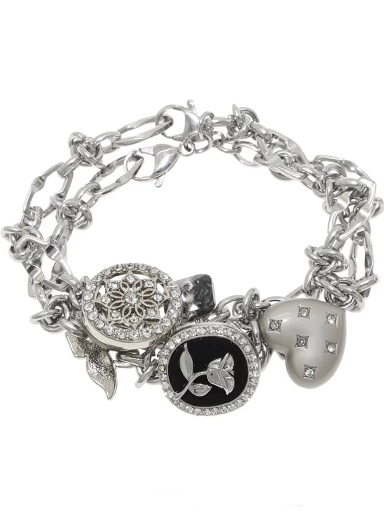 

Модный двойной браслет Bramble Rose с кнопкой из титановой стали, браслет-цепочка для женщин, подарок