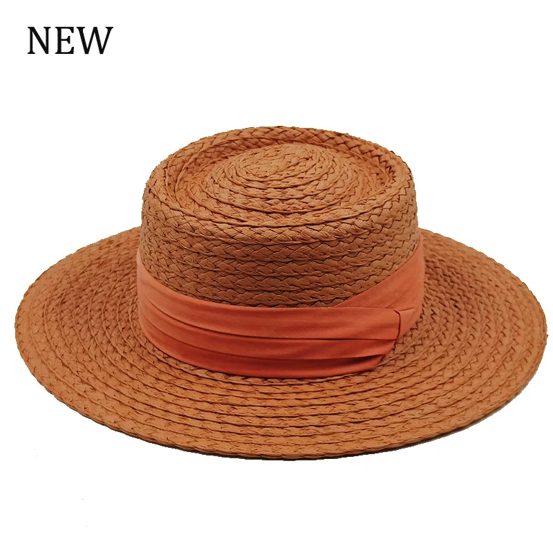 2024 new Style Summer Women\'s Straw Hat Ladies Sun hat Solid Beach hat Bump Top Wide Brim French Panama Raff Caps women