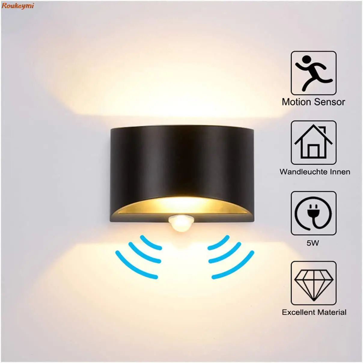 Roukeymi LED Wall Sconce Lighting Fixture Lamps Wall Lamps 7W up and Down Aluminum Kitchen Knob bathroom lamp  lampara pared