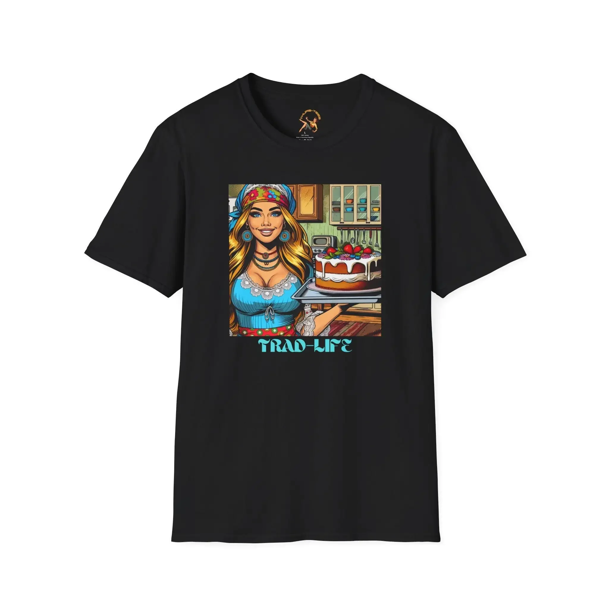 Trad Wife T Shirt Life Traditional Hippie Housewife Retro Comic Vintage Baker Baking Cake