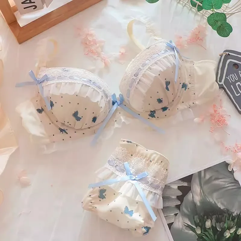 مجموعة حمالة صدر نسائية من لوليتا، صدرية صغيرة تجمع حمالة صدر قابلة للتعديل، مجموعة حمالة صدر بدون حلقة فولاذية #2