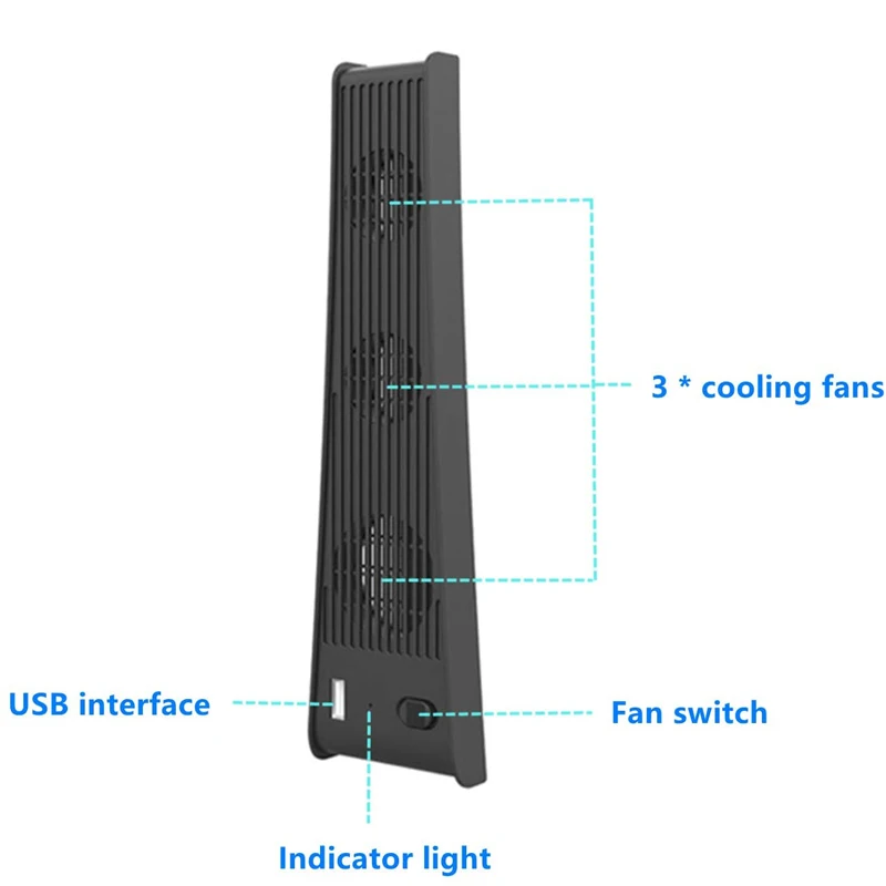 Para ps5 console 3-ventilador cooler ventilador de refrigeração interface usb estendida para ps5 console luz e compacto para acessórios ps5