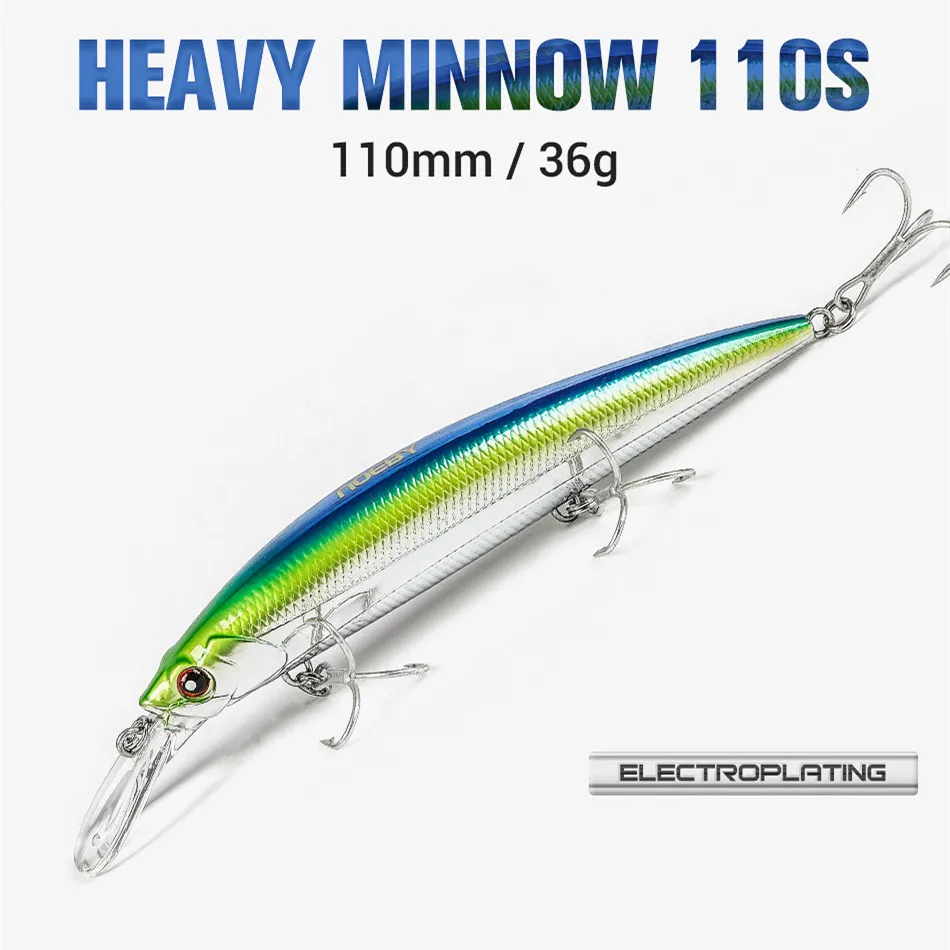 Noeby 3 stücke 11 cm 36g NEUE Farbe Sinking 0,2-3 m Minnow Angeln Köder Lange Casting große Forelle Seebarsch Salzwasser Harten Köder Wobbler – Detail 1