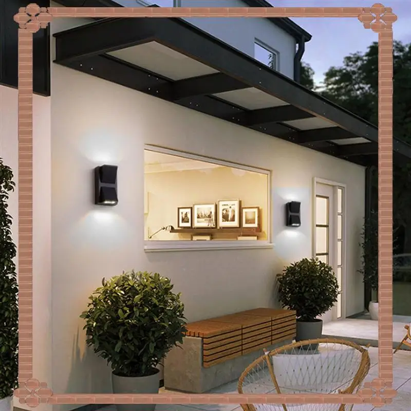 Entrega em 24 horas, moderna, à prova d'água, cabeça dupla, luz de parede externa, preto fosco, lâmpadas led para pátio, porta frontal e entrada
