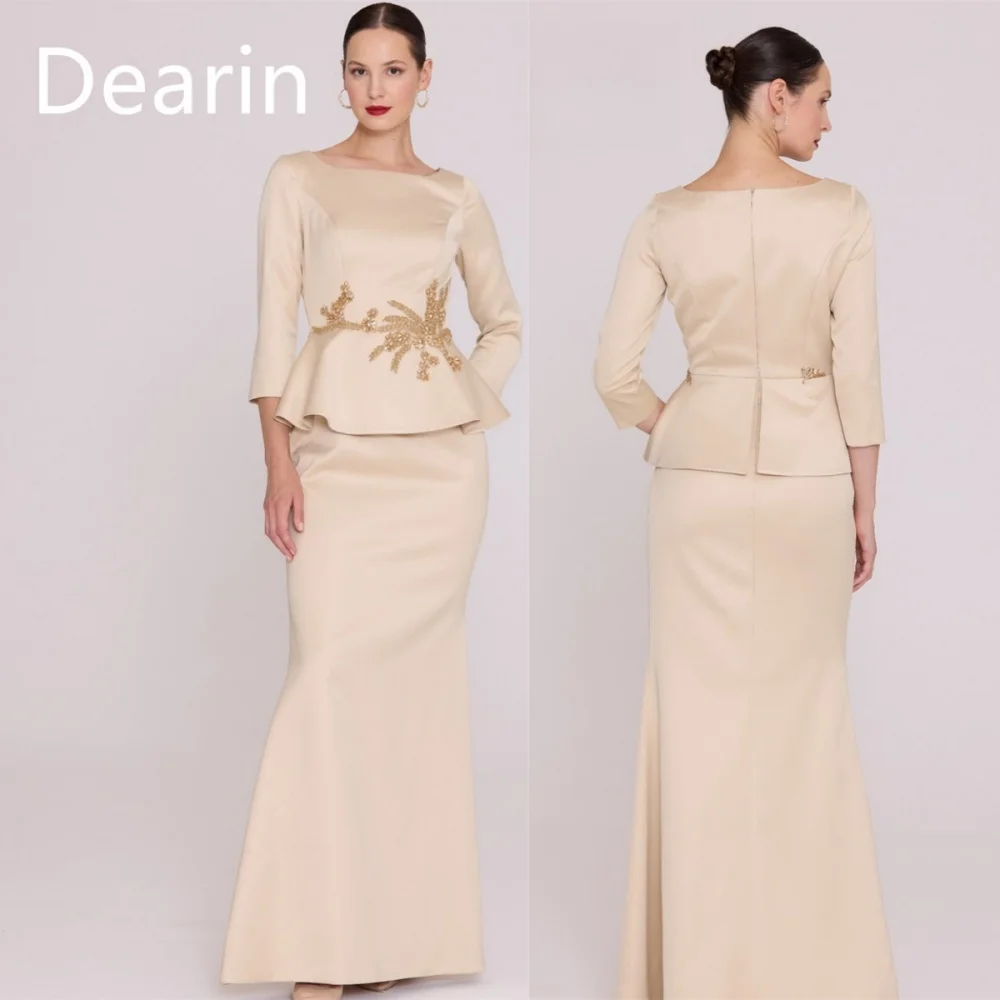 

Customized Evening Gown Dearin Scoop Neckline Column Floor Length Skirts Vertically Bespoke Occasion Dresses Prom Saudi Arabia F