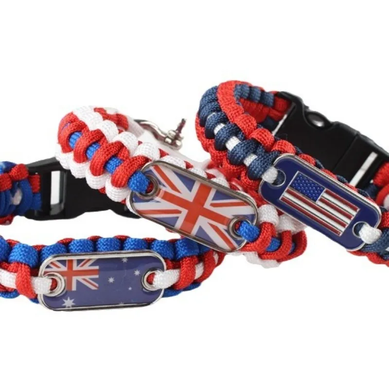 سوار باراكورد مصنوع يدويًا مع باراكورد سبعة النواة، ويمكن تخصيصها مع الشعار وطباعة ملونة AB وملصقات لاصقة