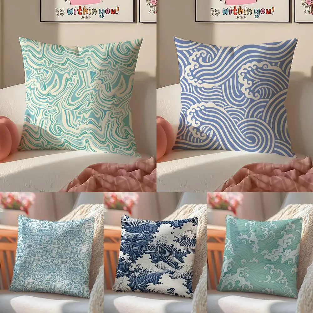 Wave Pattern Cushion Cover Short Plush Pillowcase Sofa Decorative Cushion Bed Pillow Gift Idea