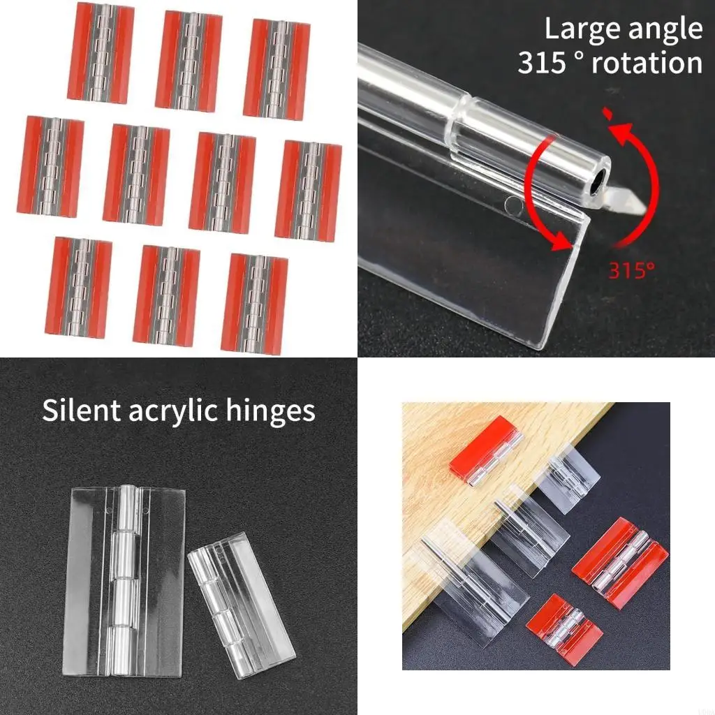  10pcs Clear Acrylic Hinges with Strong Bonding Simple for Multiple Applications
