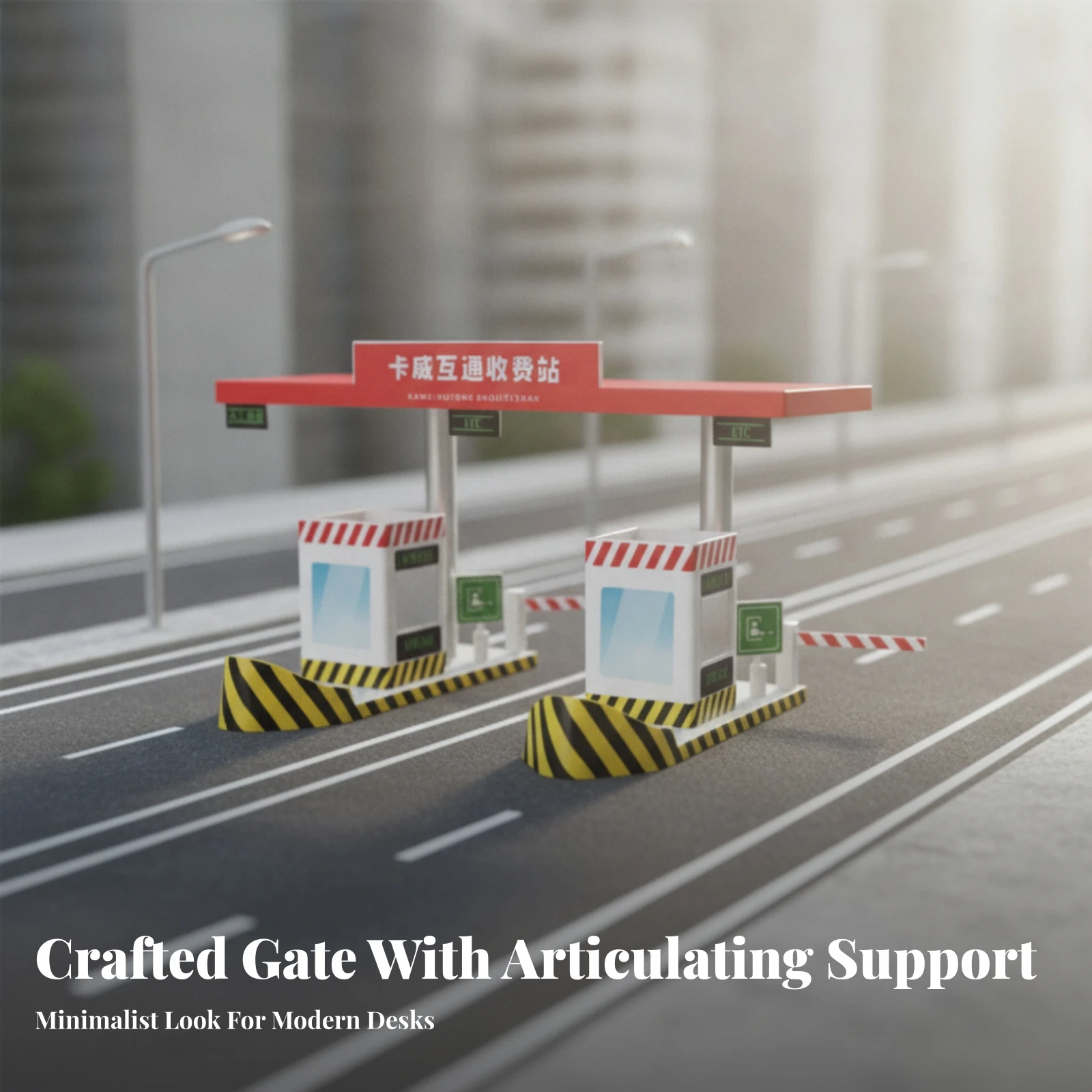 Miniature Traffic Scene Model Realistic 3D Printed Toll Station Display for Hobbyists, Traffic Scene Simulation