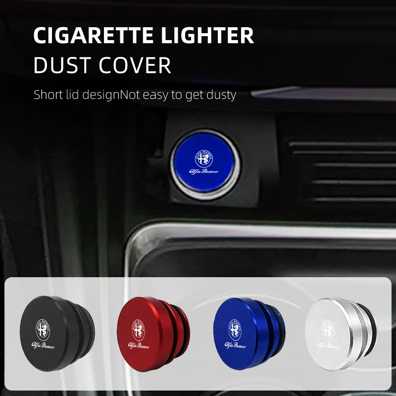 Car Aluminum Cigarette Lighter Button Plug Dust Cover For Alfa Romeo Giulia  Stelvio Giulietta 159 147 Mito Tonale Brera Spider