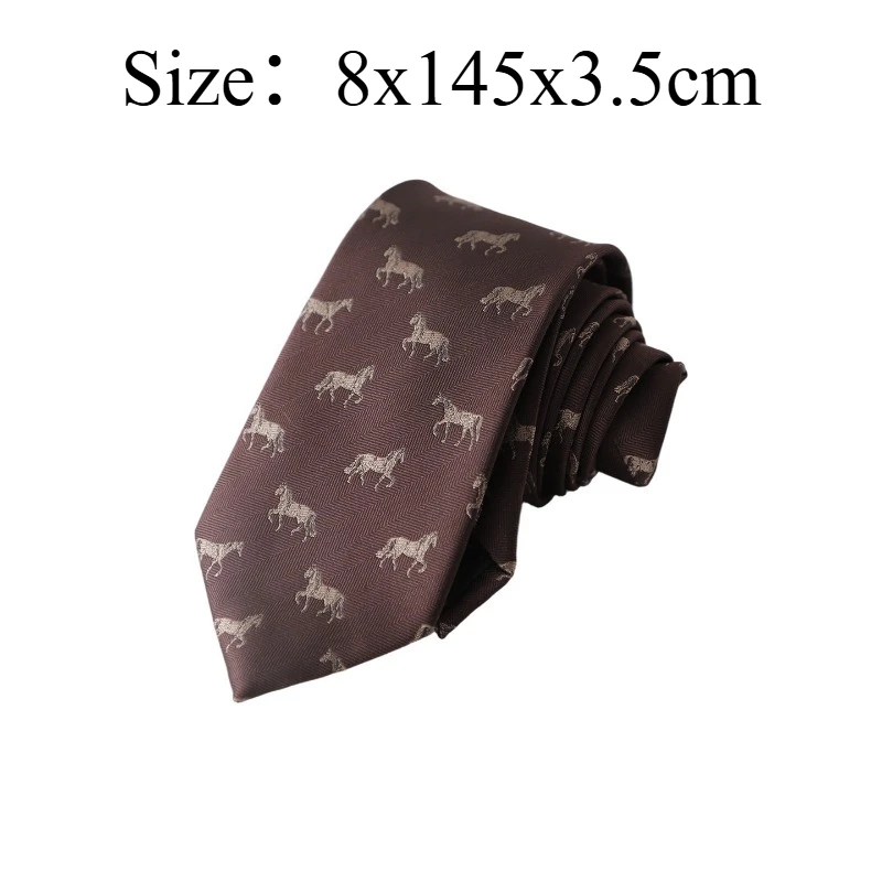 Vintage Jacquard 8CM Width Hand‑tied Men Necktie, Coffee Stripe Pattern Formal Neck Tie For Business Office Suit Shirt Matching