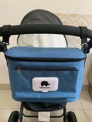 Bolsa de pañales con dibujos animados para cochecito de bebé, organizador de bolsas de pañales, carrito, carrito, cesta, gancho, accesorios para