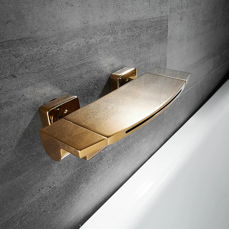 Gold Bathroom Bathtub Faucets Black Waterfall Tub Faucet Gun Grey Brass Dual Handles Dual Control Wall Mounted Chrome Mixer Taps