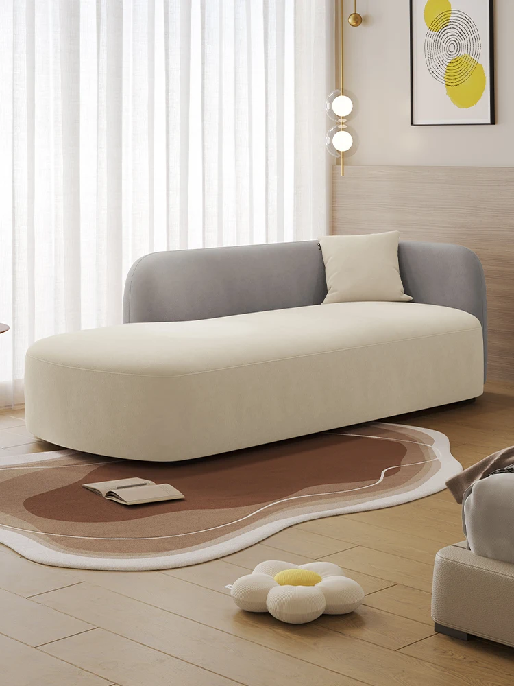 

French cream ins wind fabric chaise longue modern living room bedroom small apartment cat fleece fabric sofa
