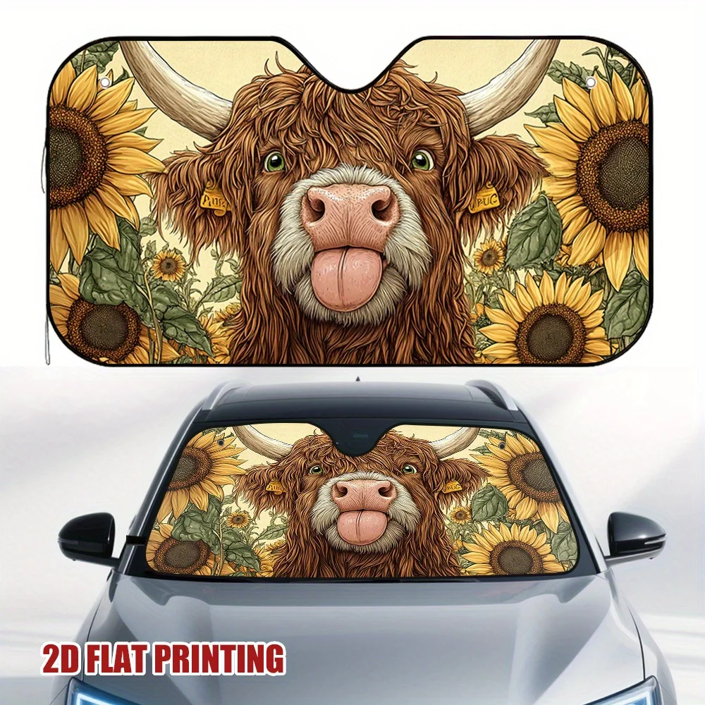 1pc Cheeky Cow and Sunflowers Car Sun Visor Universally Designed, Ideal for Family Business and Personal Cars Offering All-day