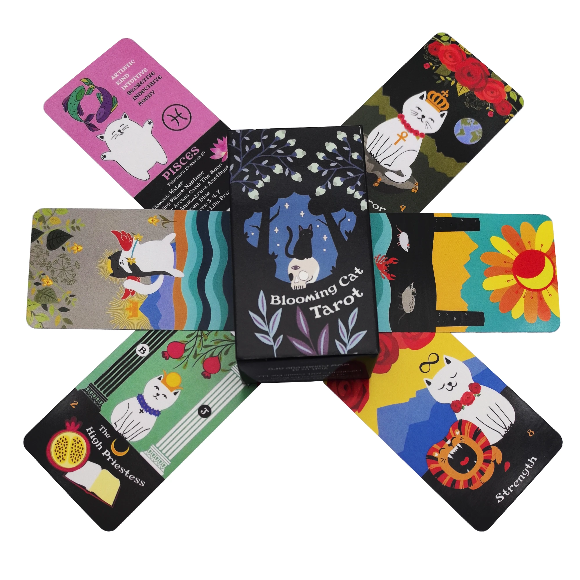 

Blooming Cat Tarot Card Mysterious Divination Oracle Card Board Game English Playing Cards gift