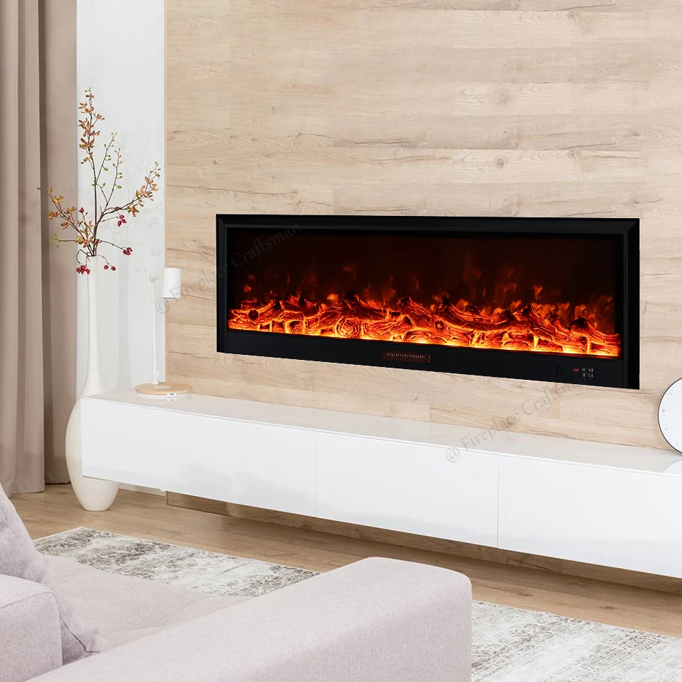 26 30 50 Inch Modern Decorative 220V Led Fireplace Insert Recessed Heating Artificial Flame Electric Fireplace Insert