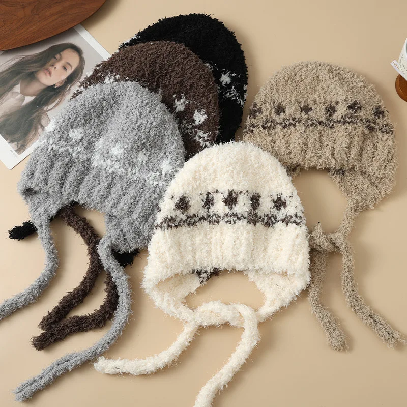 

Индивидуальная толстая плюшевая шапка для осеннего и зимнего отдыха, универсальная шапка Баотоу для путешествий на открытом воздухе, ветрозащитная и теплая шапка