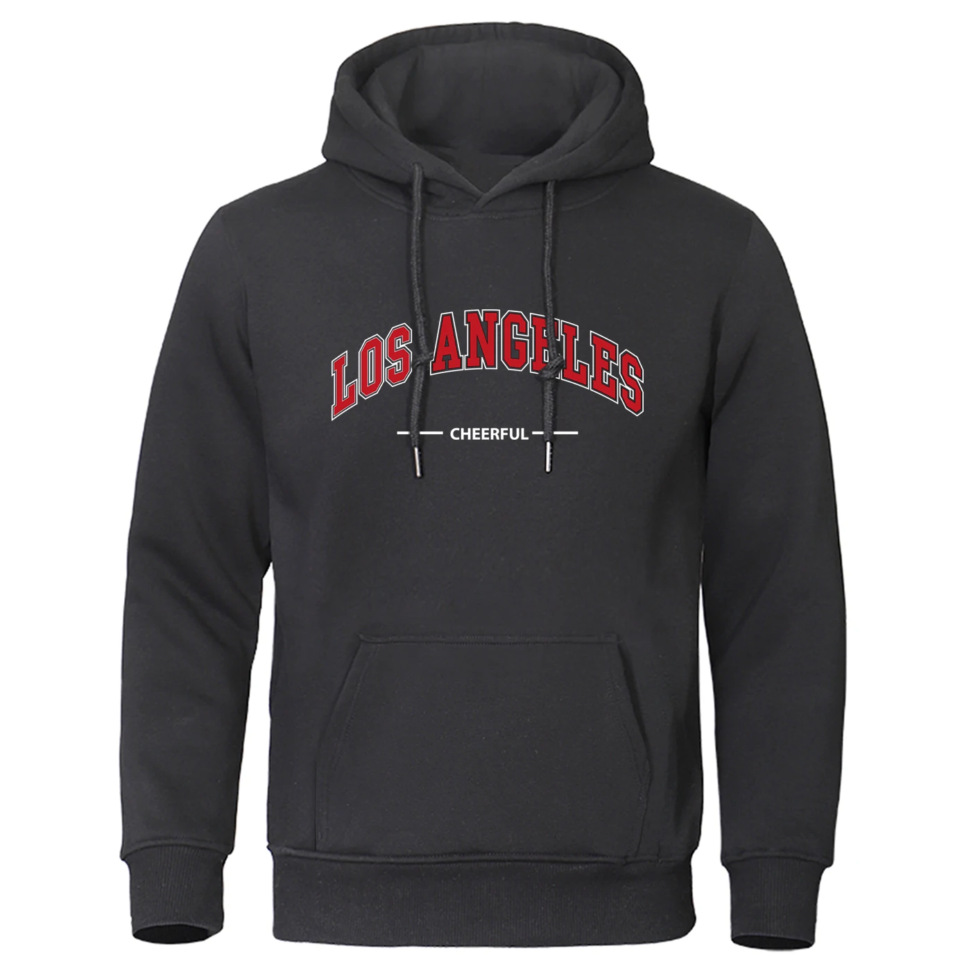 Los Angeles Letters Print Men's Hoodie Casual Black Hoody fur-liner Man Hooded City of Angels Pullover Soft Clothing