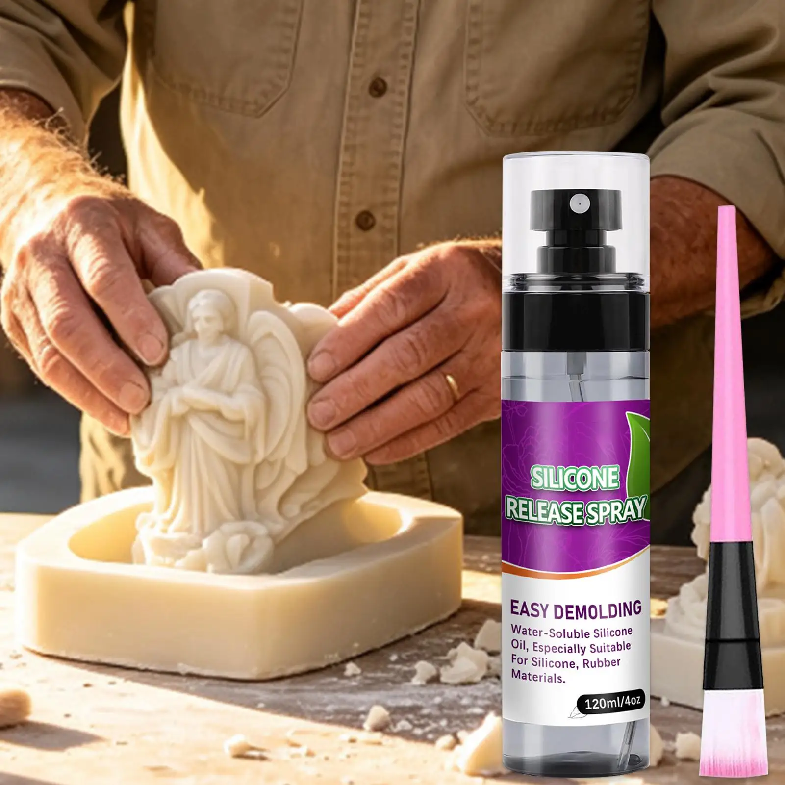 Silicone Mold Release Spray 120ml Portable Fast-Drying Non-Stick Epoxy Release Agent for Home Decorations Candles Handcraft